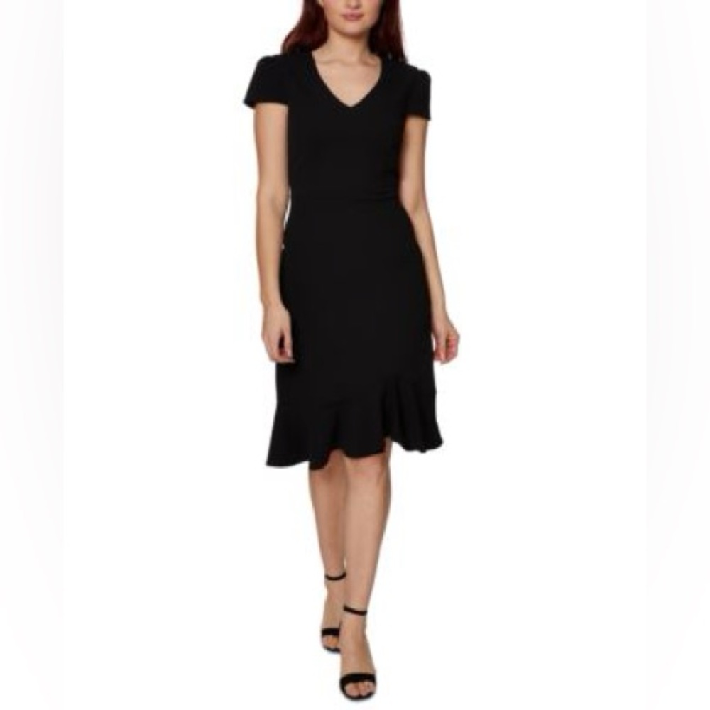 Betsy Johnson Elegant Black Ruffle Hem‎ Dress Sz 10
